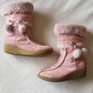 Super Cute Pink Suede Winter Boots